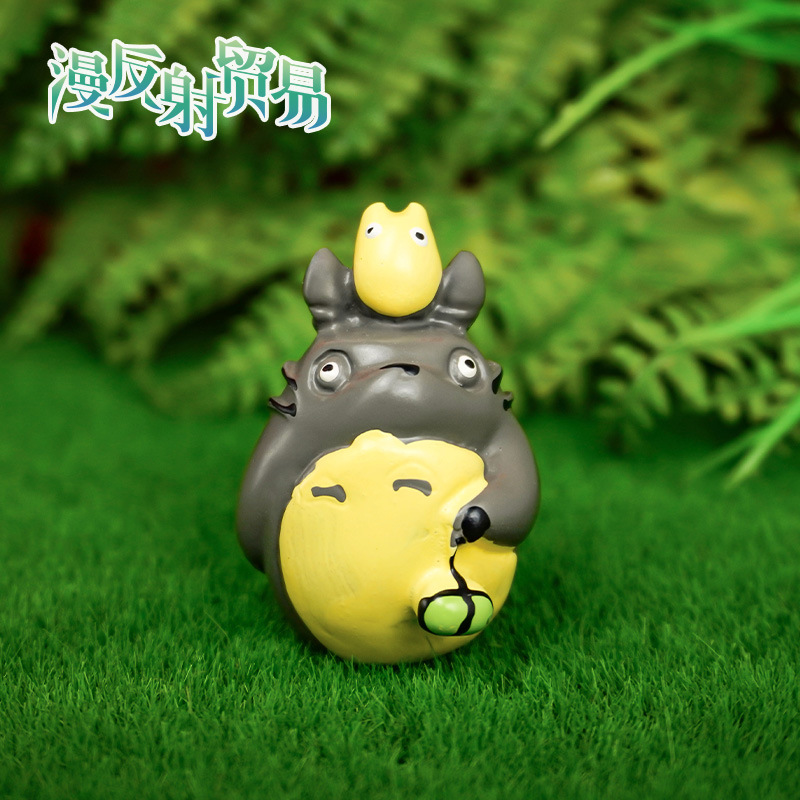 Paisajismo de acuario Adornos de Mi vecino Totoro con bolas de masa de arroz Muñeca Hayao Miyazaki Cute Cure Cartoon Chacha Combinación Micropaisaje