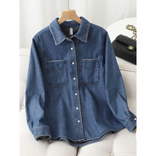 捡漏专柜剪标外贸韩版时尚保暖加绒牛仔衬衫外套休闲上衣