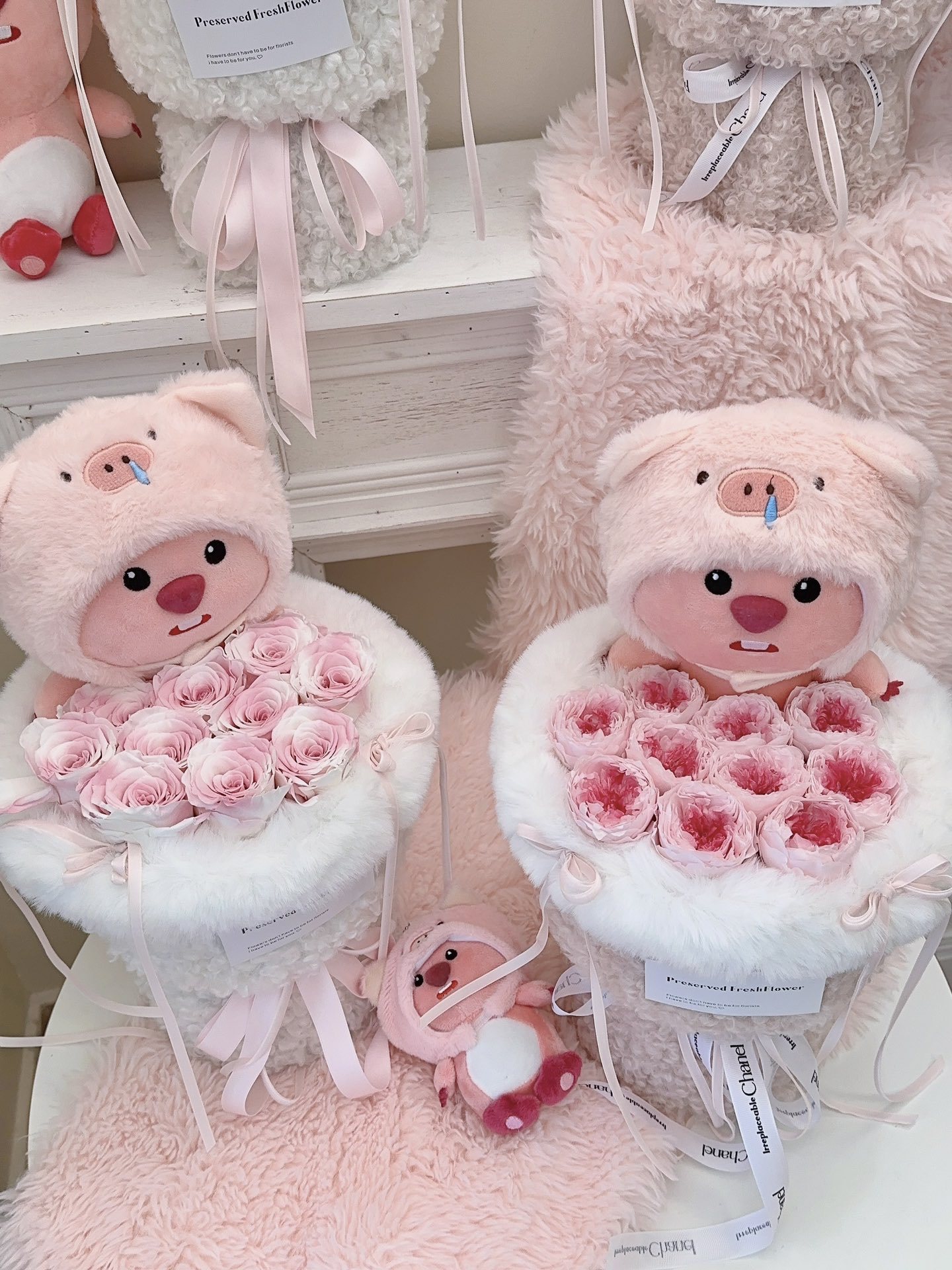 리틀 비버 부케 그라데이션 핑크 23*23*43cm