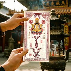 五台山龙五爷道家招财钱母卡片五路财神烫金贴纸景区文创摆件相框
