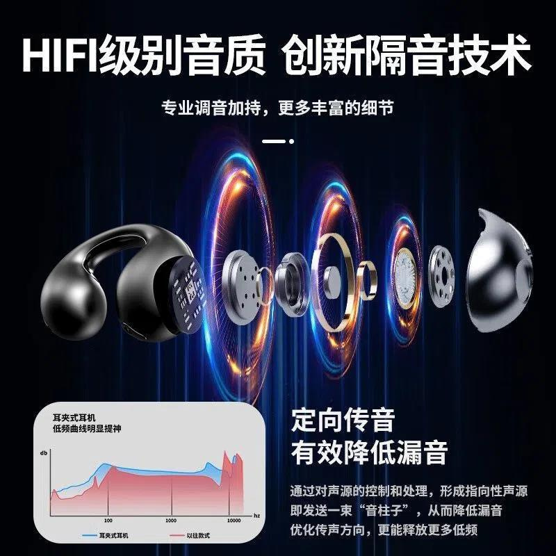 Privado modelo clip de oreja auriculares Bluetooth de gran potencia desgaste de largo plazo sin dolor auriculares de conducción ósea ultra-larga resistencia deportes reducción de ruido