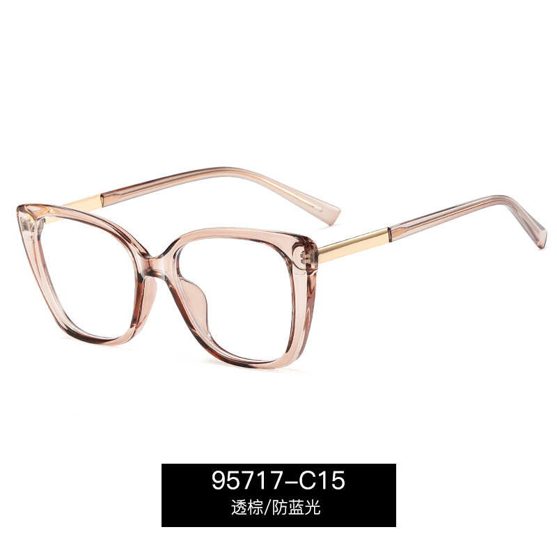 95717 tendencia de la moda de dos colores marco grande gafas lisas mujeres TR90 marco completo anti-azul gafas de luz miopía marco