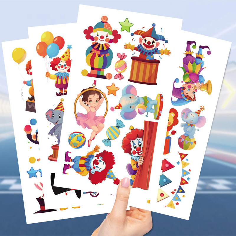 New circus tattoo stickers cross-border simulation temporary tattoo stickers waterproof decorative face arm color tattoo stickers