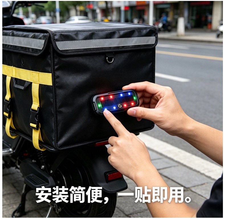 Car solar-powered charging grille light for night riding, anti-tail collision warning light for motorcycles and electric vehicles, universal flashing warning light