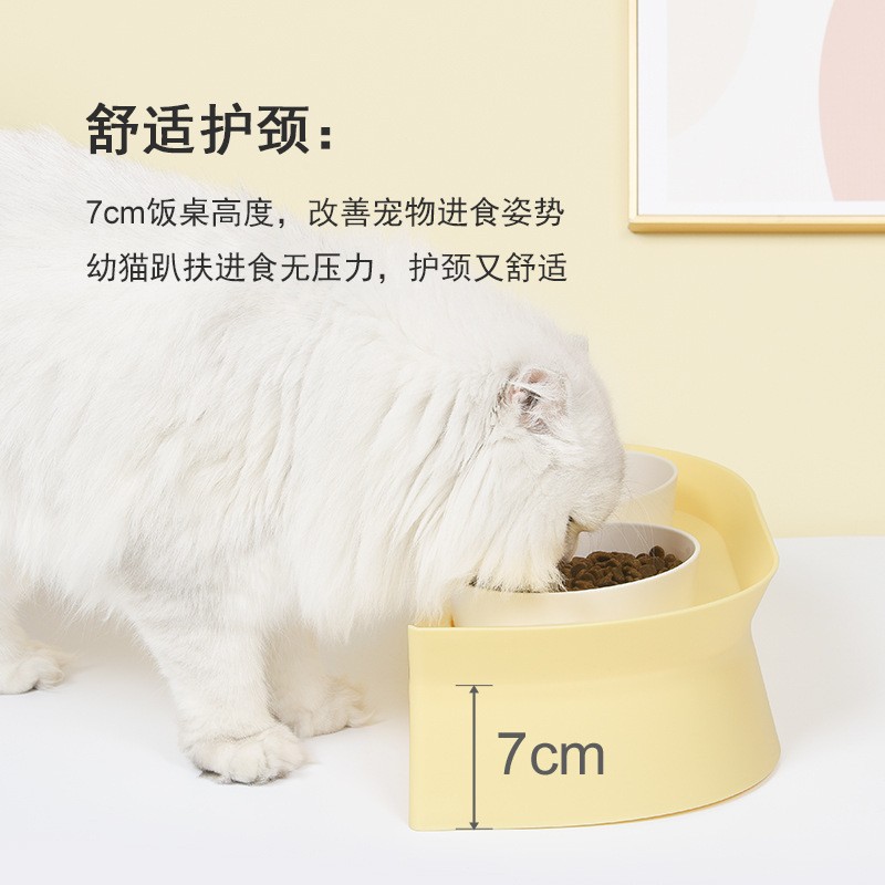 宠物碗嵌入式防漏斜口水碗食盆双碗套装护颈防宠物用品食具猫碗