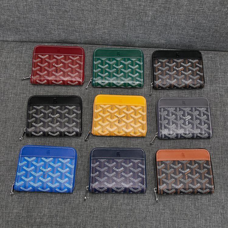 Goya Dog Tooth Wallet Zipper Bag Unisex Card Holder Coin Purse Genuine Leather Bag Geometric Credit Card Trendy Geometric