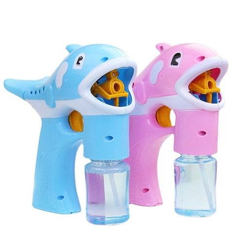Same style dolphin bubble machine electric music cartoon transparent dolphin fan camera bubble gun hot selling toys