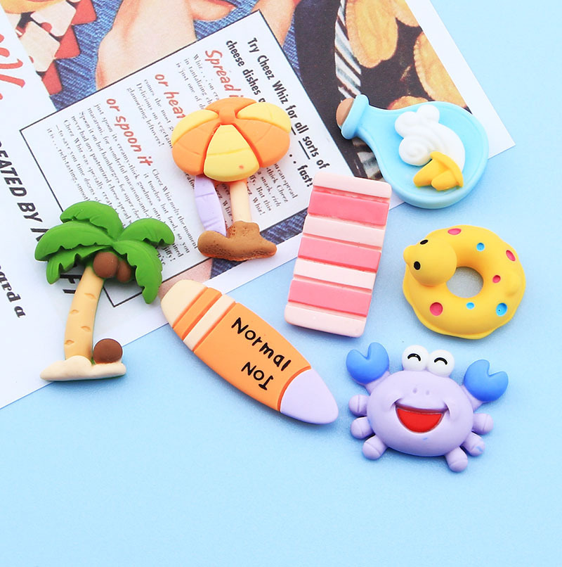 Creative Beach cangrejo tabla de surf de coco brillante accesorios de resina DIY teléfono móvil Shell crema pegamento accesorios para el cabello paquete de material