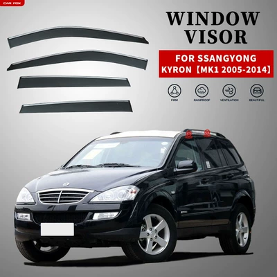 Suitable for Ssangyong Kyron Window Visor (Rain shield) - standard-packaging-without-logo-ssangyong-kyron-mk1-2005-2014-pc-silver-bright-strip-window-rain-shield