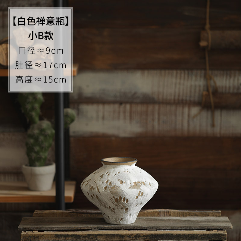 Jingdezhen vintage vasos de cerámica Zen silent viento ornamentos de cerámica frita flor seca ornamentos de cerámica gruesa