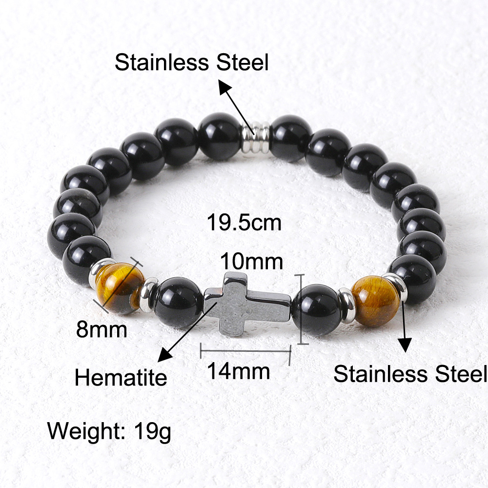 22g Weight Bracelets Classification Hip-Hop Retro Round Natural Stone Beaded Handmade Men's Bracelets Men Beaded Bracelets