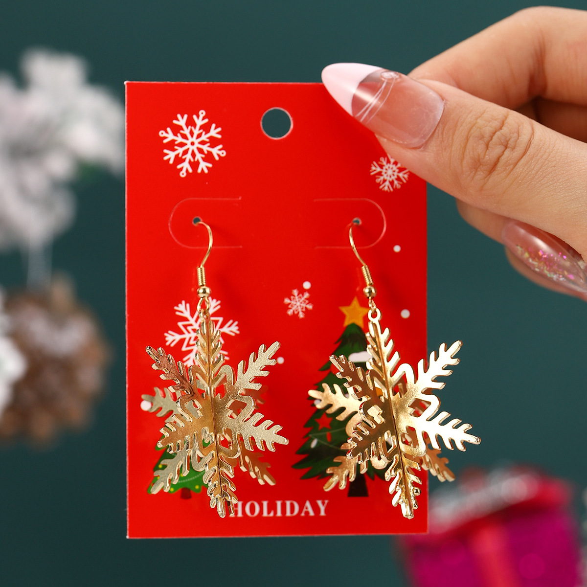 30g Weight Iron Ear Needle Material Drop Earrings Classification 1 Pair Quantity Party, Festival Occasion Alloy Material Christmas Festival Christmas Tree, Santa Claus, Snowflake Pattern Women's Gender IG Style Style 1 Pair Christmas IG Style Christmas Tree Santa Claus Snowflake Alloy Drop Earrings 4