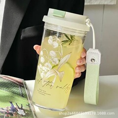スズランウォーターカップ 2024 新しい女の子の高価値ストローカップタンブラープラスチックカップハイエンドライト高級ウォーターカップ