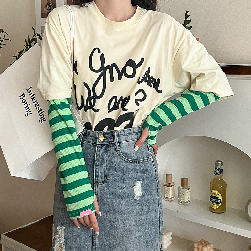 Mangas de hielo, mangas de seda de hielo, verano femenino, nuevas rayas, mangas de hielo sueltas, mangas de protección solar, guantes, todo en uno, brazaletes de ciclismo