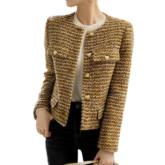 Woolen spring elegant demi-season short jacket