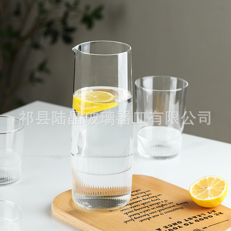 Lu Jing creativo patrón semi-vertical copa de vino taza de agua hogar de gran capacidad taza de jugo taza de té taza de la raya juego de agua traje