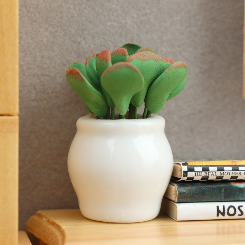 1:12 Dollhouse Mini Furniture Room Decoration Accessories Clay Flower Pot Ornaments Artificial Flowers