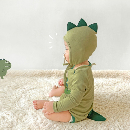 2024 spring Korean style baby jumpsuit ins style dinosaur shape printed harem baby bag fart suit
