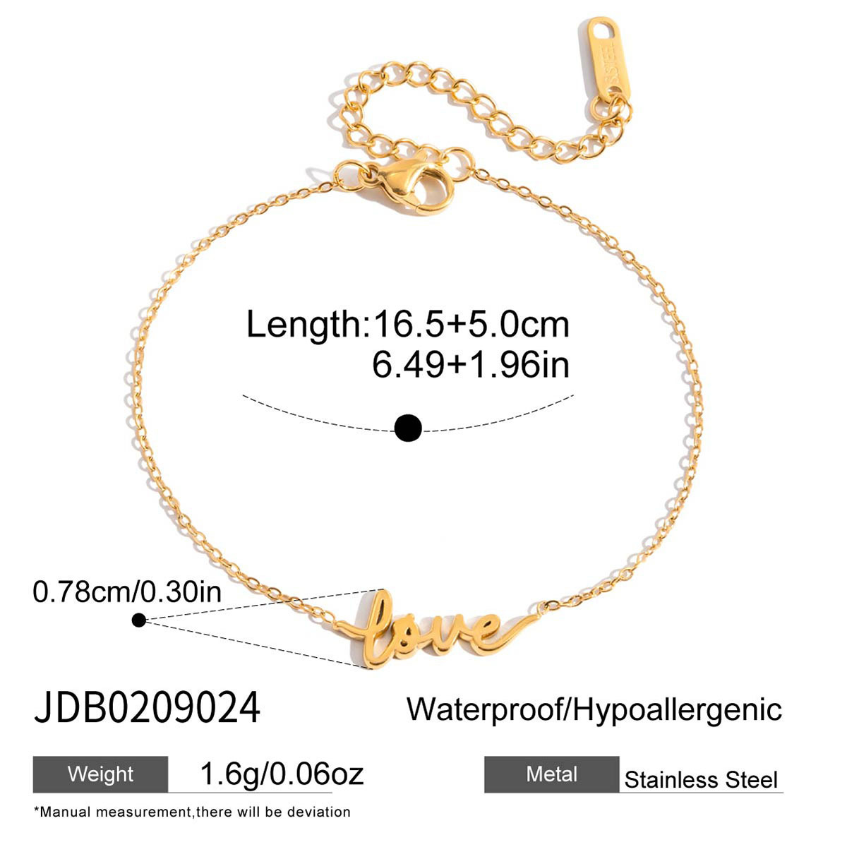 Wanxing Europa y los Estados Unidos de 18 quilates de oro acero inoxidable personalidad única LOVE pulsera de venta cruzada no desvanecerse pulsera universal mujer image 6