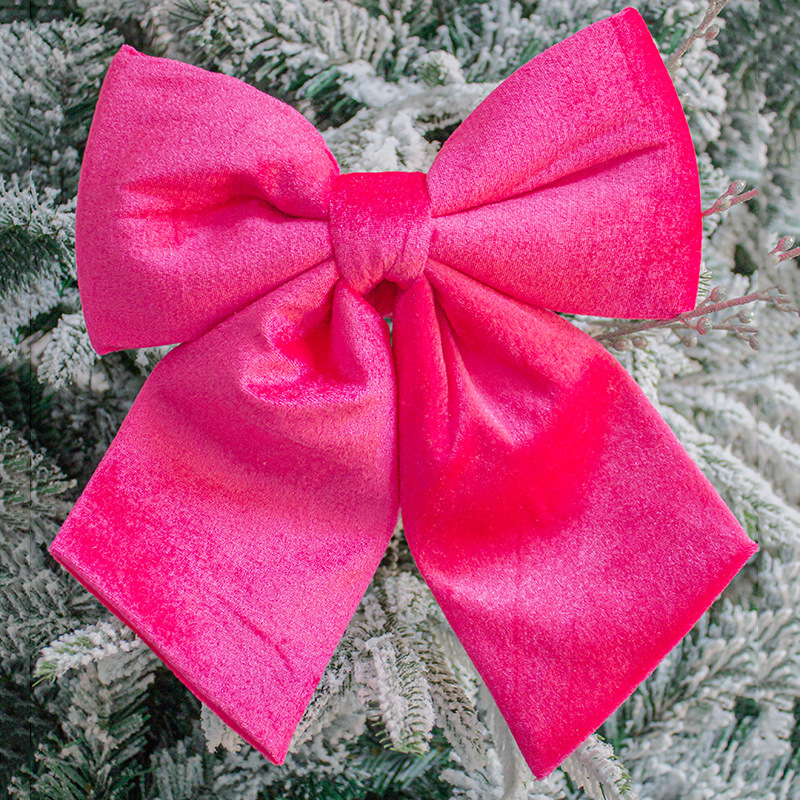 Decoraciones navideñas personalizadas de peluche arco grande colgante de árbol de Navidad arco de seda de oro suministros