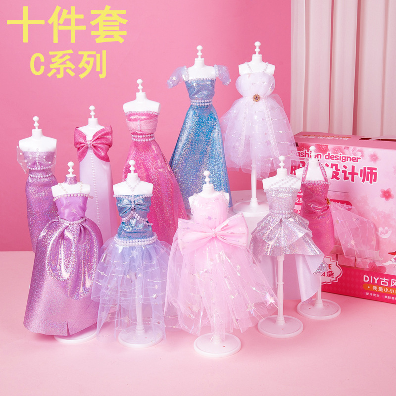 Kit de materiales para diseño de ropa infantil, juguetes de diseño, vestido Hanfu, juego de imitación, creativo, hecho a mano, educativo