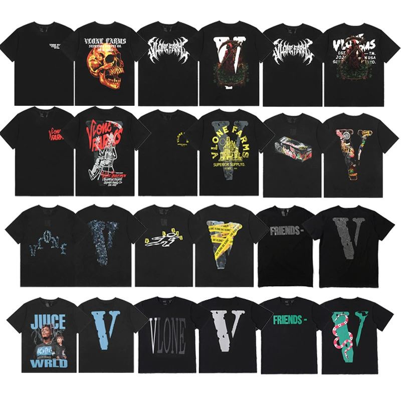VLONE FOG с короткими рукавами и ограничением смерти большой V High Street футболка свободная американская печать JUICE WRLD совместное название tee