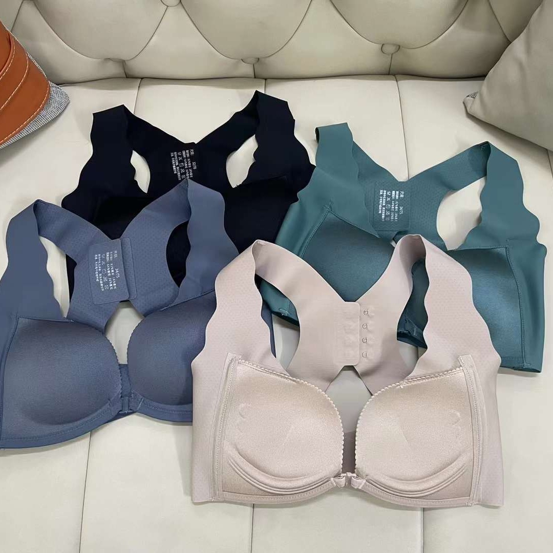 Sudeste asiático transfronterizo estilo japonés estilo francés cómodo empuje hacia arriba estilo francés belleza espalda hebilla frontal ropa interior sin costuras sujetador engrosado de las mujeres lote