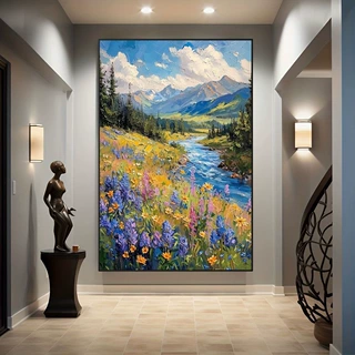 莫奈春景客厅装饰画花园立体感走廊喷绘油画餐厅玄关卧室挂画壁画