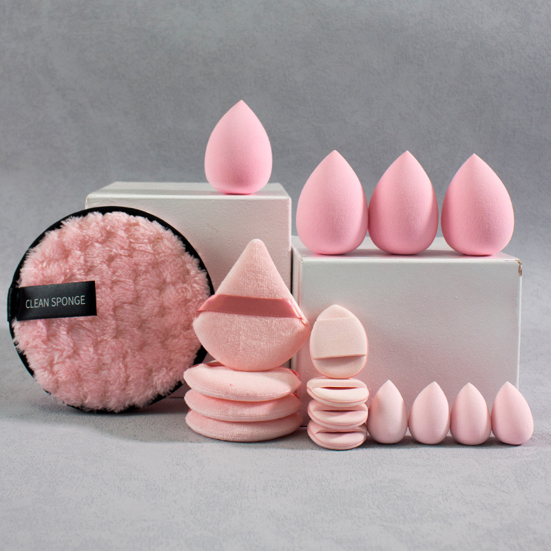 Coral veludo cabello banda de maquillaje huevo banda de cabello polvo de lavado de cara conjunto de lavado de cara polvo de algodón transfronterizo polvo de polvo image 17
