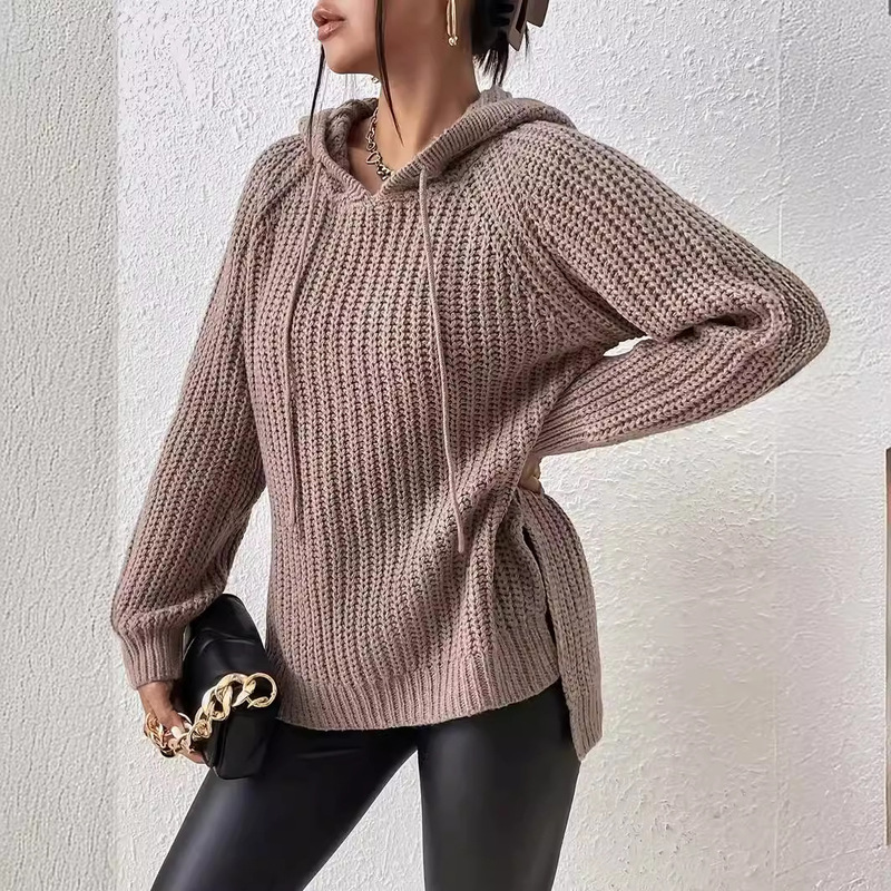 European and American Lazy Style Pullover Hoodie Sweater Women's Loose Slim Sweater Outer Wear Inner Elegant Top