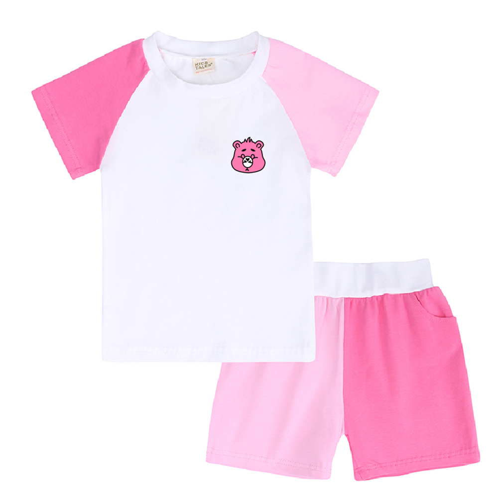 Cotton Fabric Type Shorts Sets Sets Type Cute Color Block Cotton Boys Clothing Sets