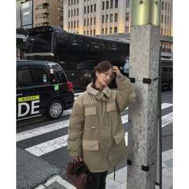 现 2025冬季新款韩国设计师g*d荷静帅气保暖多口袋羽绒服外套