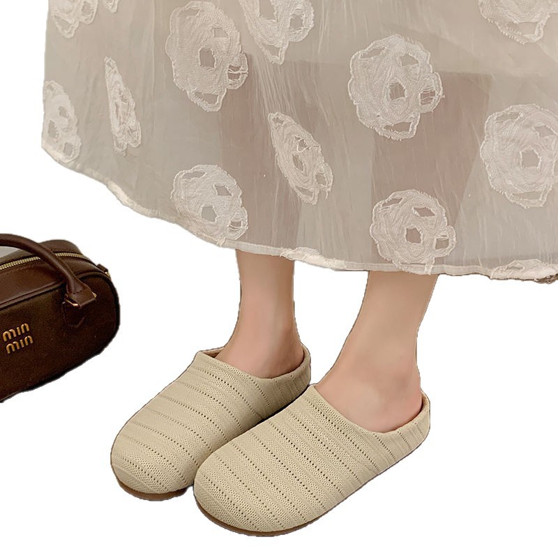 Baotou mitad zapatillas para mujeres en el verano de 2025 nuevas zapatillas de malla transpirable delgada suela gruesa versátil zapatos Birken