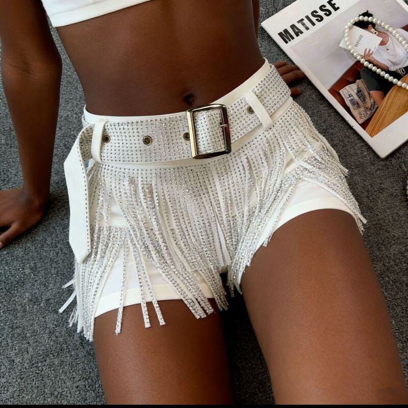European and American Cross-Border New Fashion Amazon Fashion Rhinestone Tassel Shorts Sexy Women's Clothing European and American Style