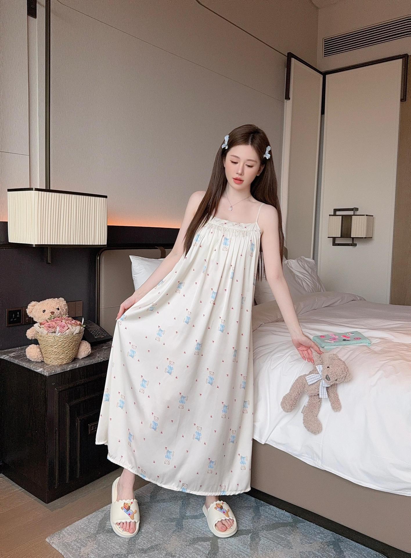 212#블루 베어 롱 스커트