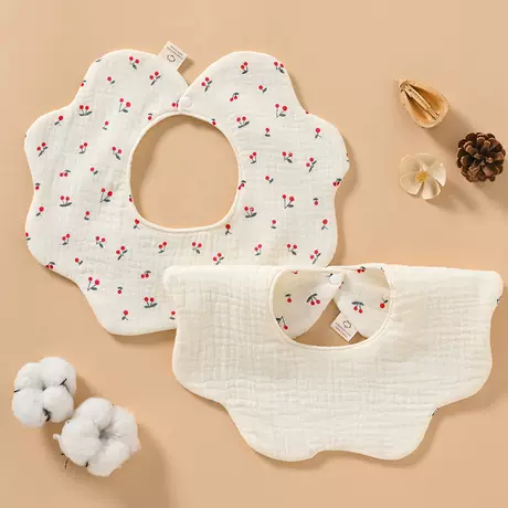 Double-sided + middle waterproof bib [little cherry]