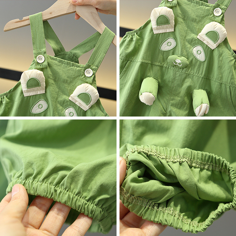 7825 traje de verano para niños 2025 nuevos monos de manga corta de dibujos animados de verano para niños ropa de bebé de dos piezas