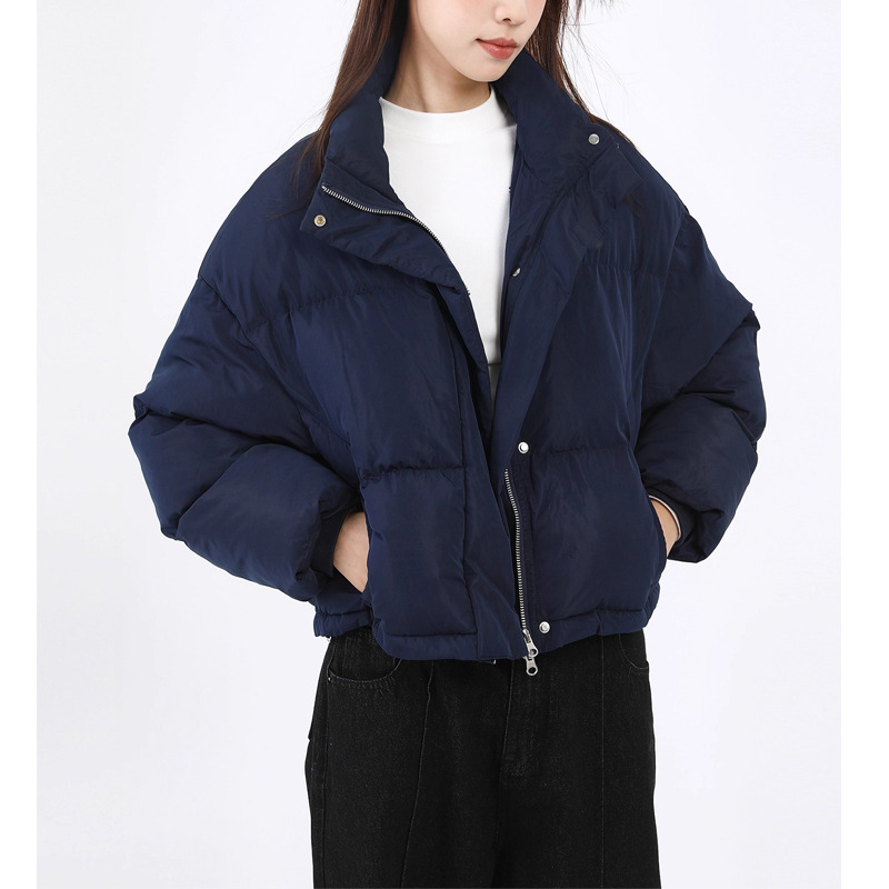 2025冬季新品显高美式复古宽松短款加厚面包服白鸭绒羽绒服外套女|undefined