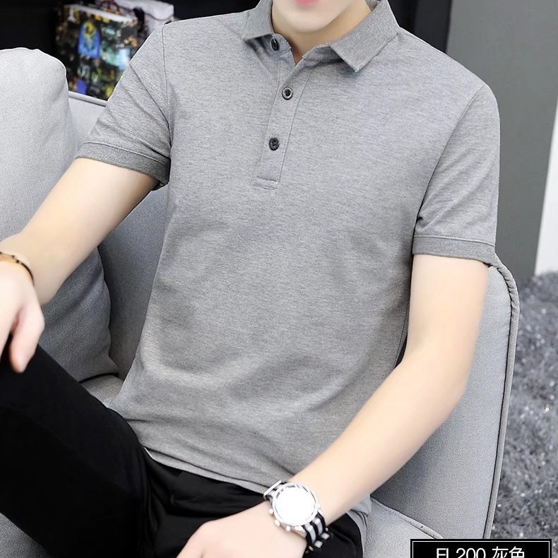 Marca de moda camisa de polo de verano Camiseta de manga corta ligero maduro negocio casual Delgado solapa camiseta de los hombres gris superior transfronteriza