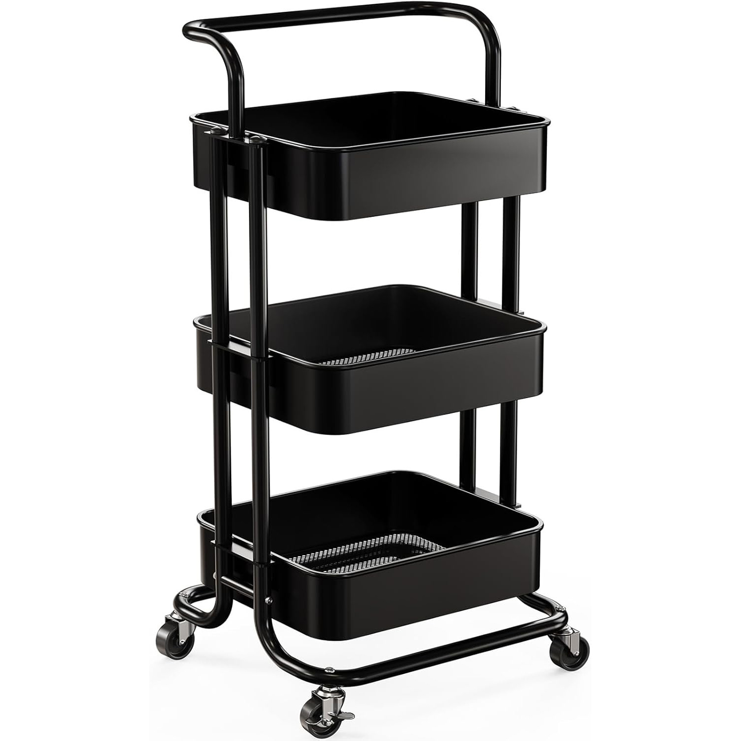 Popular thick carbon steel kitchen storage cart, metal cart shelf, snack storage rack