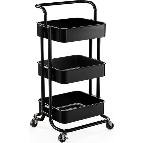 Popular thick carbon steel kitchen storage cart, metal cart shelf, snack storage rack