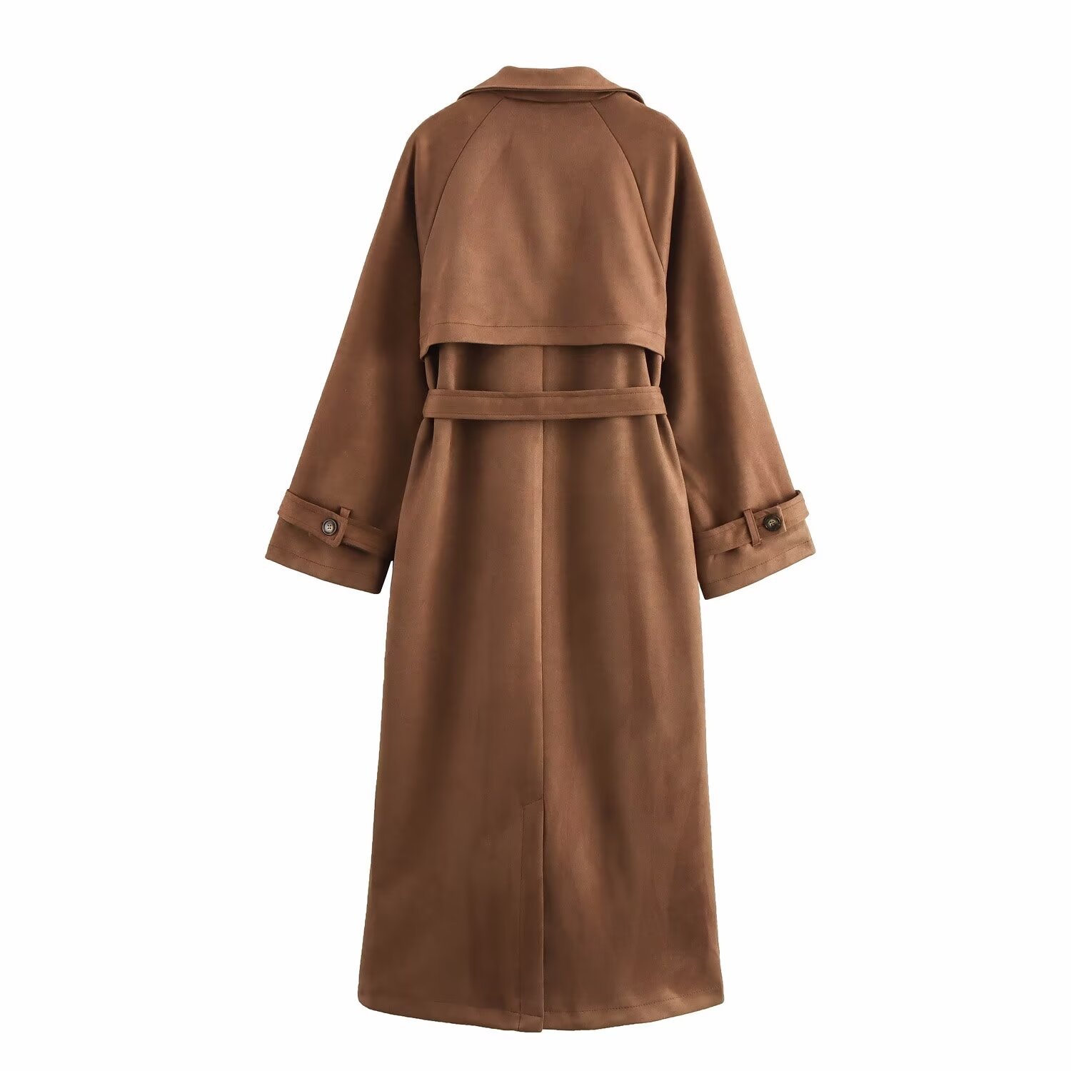 Coat Outerwear Type Women's Casual Vintage Style Solid Color Belt Double Breasted Coat