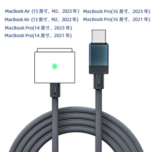 Cross-Border Magsafe3 Computer Charging Cable Typec140W Fast Charging Magnetic Cable Factory Suitable for MacBook