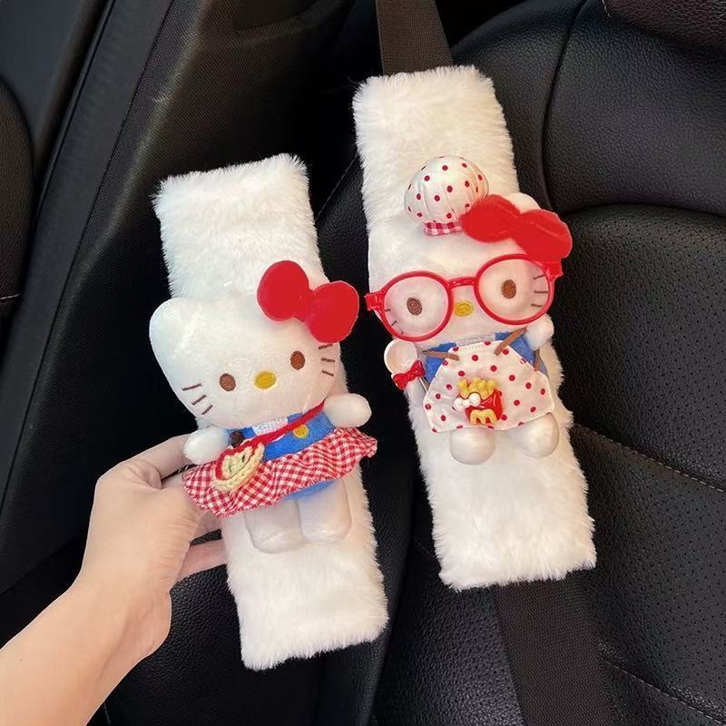 Hello Kitty car seatbelt shoulder pad cute women's anti-chafing clothing couple's pair of seatbelt decorations