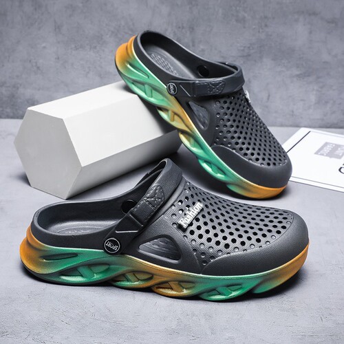 High-elastic slippers, men's summer sandals, outdoor hole shoes, women's exterior beach sandals, household semi-drag couples