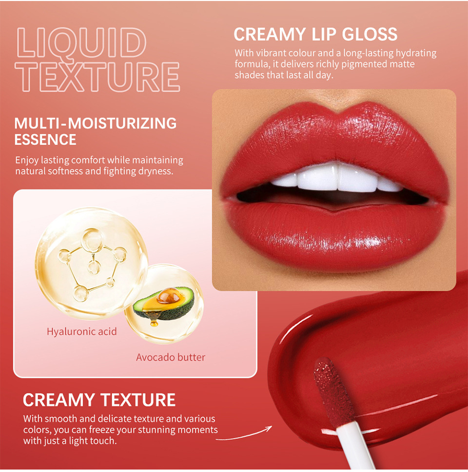 Lakerain Cross-border 8-color matte lip gloss Cream matte Lip gloss undefined