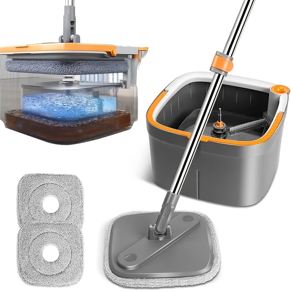 Dual Chamber Square Mop Bucket con Stains Steel Handle