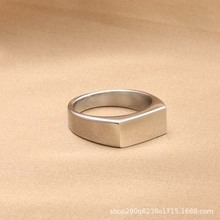 欧美饰品钛钢长方形戒指复古潮男朋克不锈钢长方块指环厂家直供