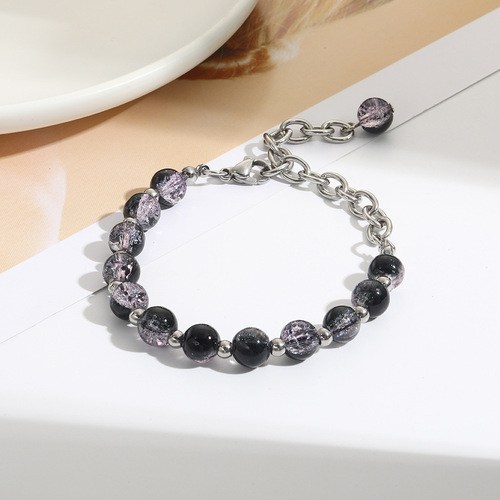 Xiaohongshu-style amethyst bead bracelet street economy Instagram live fresh niche bracelet jewelry wholesale