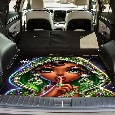 Temu Labeling Dropshipping Cross-Border Abstract Printed Car Trunk Mat Water-Absorbent, Non-Slip, Dirt-Resistant and Wear-Resistant Car Floor Mat